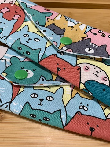 文青風環保純棉筷袋 ~誰又偷吃魚 粉嫩藍 萌物 品味 沈穩藍 日本