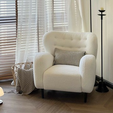 【特價】【1288人收藏】單人沙發輕奢高級羔羊絨客廳休閒椅設計師北歐臥室陽臺懶人沙發椅 家居生活 擺件家裝