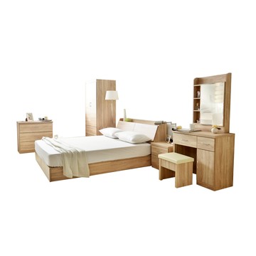 【UHO】秋原-橡木紋6尺雙人加大7件組II(加強床底)