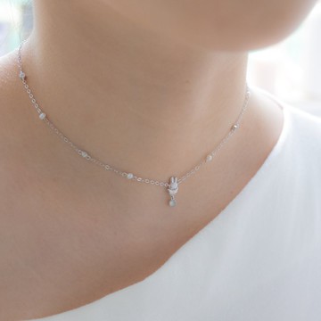 【Pinkoi x miffy】【第二批現貨】雨點上的Miffy珍珠純銀頸鏈 銀