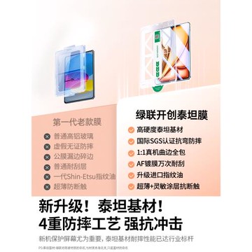 綠聯2025新款適用iPadPro鋼化膜Air7蘋果11/12.9寸2422平板21mini67第10十代18貼膜a16無塵倉10.2保護9全屏