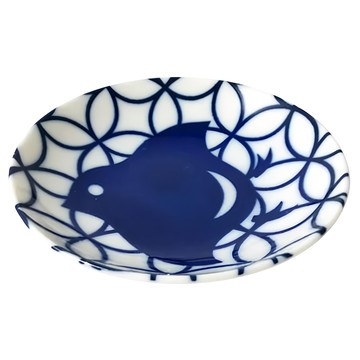 美濃燒 小碟 日本白瓷 直徑9.5cmx高2cm  七寶千鳥 藍色 + 白色  1個