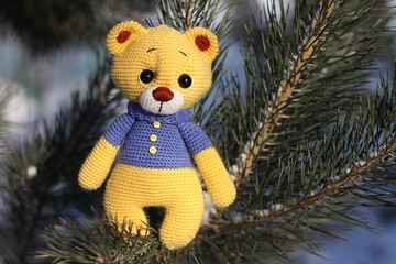 鉤針熊 8 英寸，鉤針熊毛絨玩具，熊玩具，針織熊