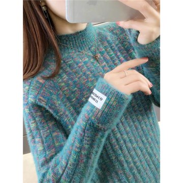 半高領毛衣女秋冬加厚2026新款寬松慵懶小個子加絨針織打底衫上衣