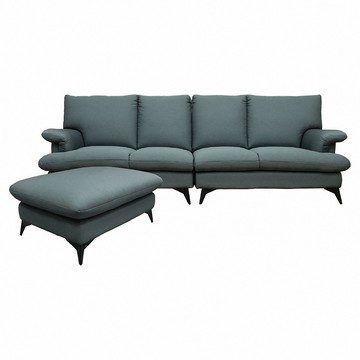 ASSARI-諾爾L型涼感紗貓抓布沙發鋼鐵灰