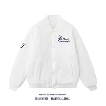 美式ins字母刺繡棒球棉服男女潮牌寬松vintage情侶休閑飛行員外套