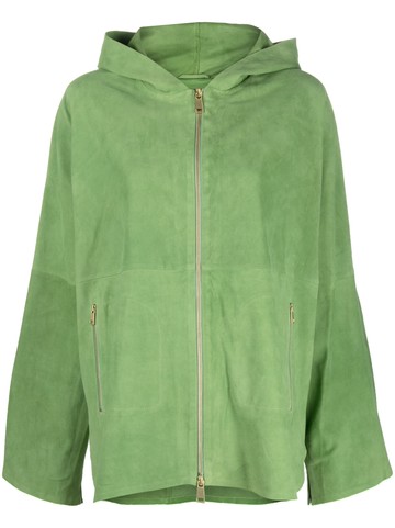 Arma - hooded zip-up suede jacket - women - Goat Skin - 36 - Green