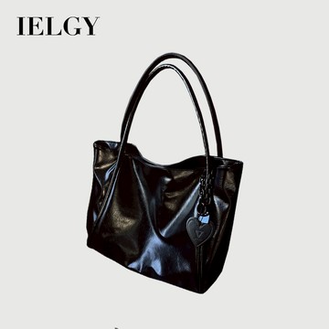 IELGY 暗黑丘比特愛心掛飾大容量托特包 超輕便上班通勤包