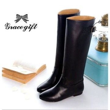 2024秋冬季新款歐美高靴女靴真皮直筒靴大碼長靴平底高筒靴騎士靴