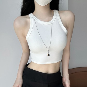 【桃園出貨】加高遮副乳/安心防走光 新款螺紋短款吊帶背心 女生夏季高級感外穿打底衫 搭配短褲/三分熱褲 寬肩帶不露內衣