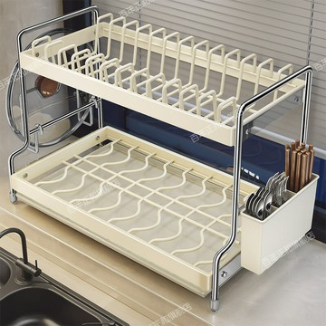 ??快速出貨?? 公司貨 廚房碗碟瀝水架家用臺面多功能碗柜放碗置物架筷子盒碗盤收納架子