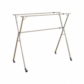 【好氣氛家居】新版2.4米X型三桿伸縮不銹鋼加厚曬衣架/落地衣架(曬衣桿曬棉被架晾衣架)2米滾輪