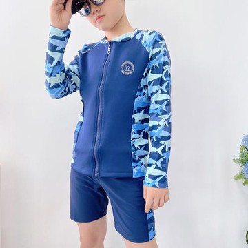 加厚男童泳衣2025新款分體泳褲套裝中大童男孩保暖游泳衣兒童泳裝