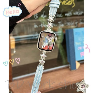 氣球星星 牛仔錶帶 適用 Apple Watch 11 錶帶 s10 9 8 7 6 5 SE 蘋果手錶錶帶 42mm