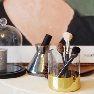 不止收納歐式化妝刷收納桶透明玻璃桌面美妝刷子收納盒眉筆粉刷筒
