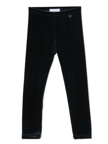 Monnalisa - logo-charm chenille leggings - kids - Polyester/Elastane - 2 - Blue