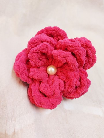 酒紅色絨條腸圈髮綁綁