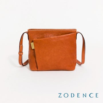 ZODENCE CHORD義大利植鞣革商務休閒方塊斜背包-經典駝