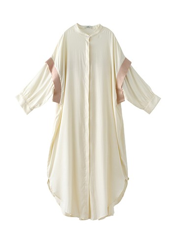 拼接羅紋襯衫洋裝(LA43L0H0100) - earth music&ecology