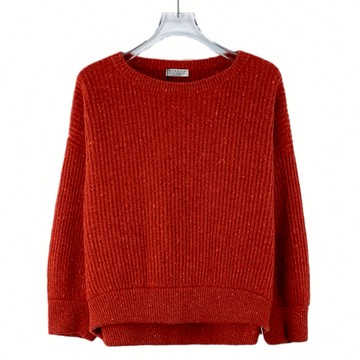 (2XL) brunello cucinelli質感羊毛針織紅色毛衣