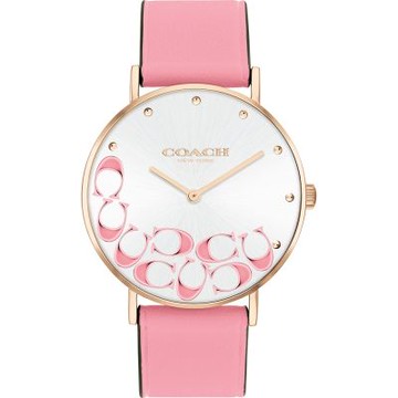 COACH 官方授權 Perry 玫瑰粉色CC皮帶錶 女錶(CO14504135)36mm