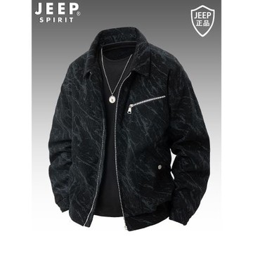 JEEP吉普夾克男外套春季潮流時尚翻領茄克衫中青年寬松燈芯絨外套