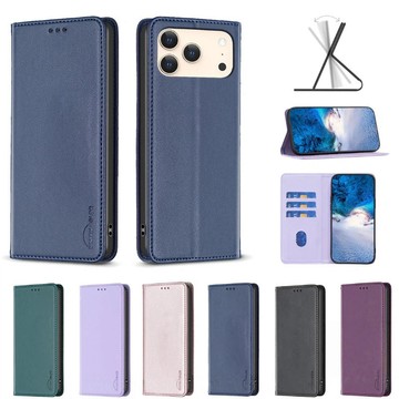 真皮革暗磁掀蓋套 無扣磁吸插卡 翻蓋皮套 適用 iPhone 17 Pro Max iPhone Air 手機殼