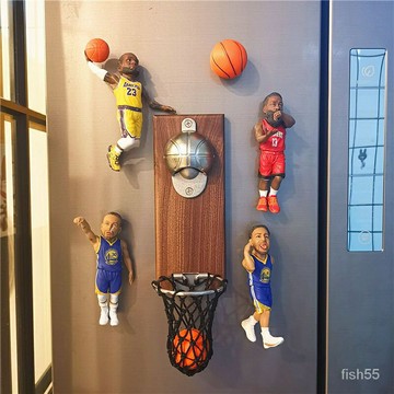 免運 可開發票 詹姆斯庫裏湯普森立體創意冰箱貼 磁貼nba籃球星人物籃球框開瓶器& XBL0