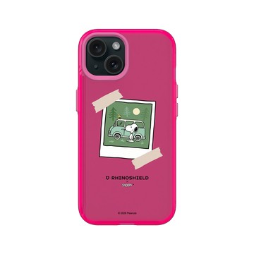 iPhone 15 Clear 粉漾桃 - 史努比 Snoopy - 拍立得-夏日野營趣