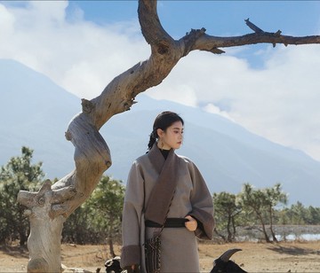 【冰川灰】 新中式復古藏裝 冬季加絨保暖女藏袍