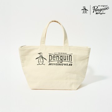 【Munsingwear 企鵝】日常百搭微復古文青必備 白色帆布托特包 MGVP0501