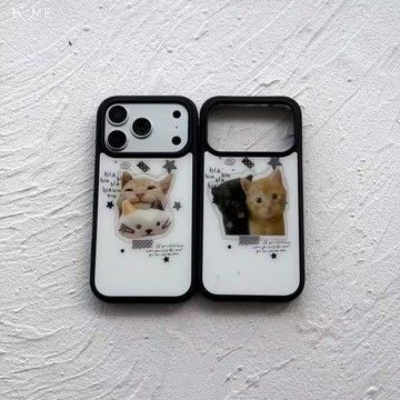 碳纖維黑邊韓風可愛小貓咪適用iPhone17promax手機殼蘋果16promax1514131211保護殼
