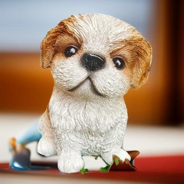 可愛西施犬泰迪犬狗擺件寵物模型房間家居擺設裝飾品樹脂仿真小狗