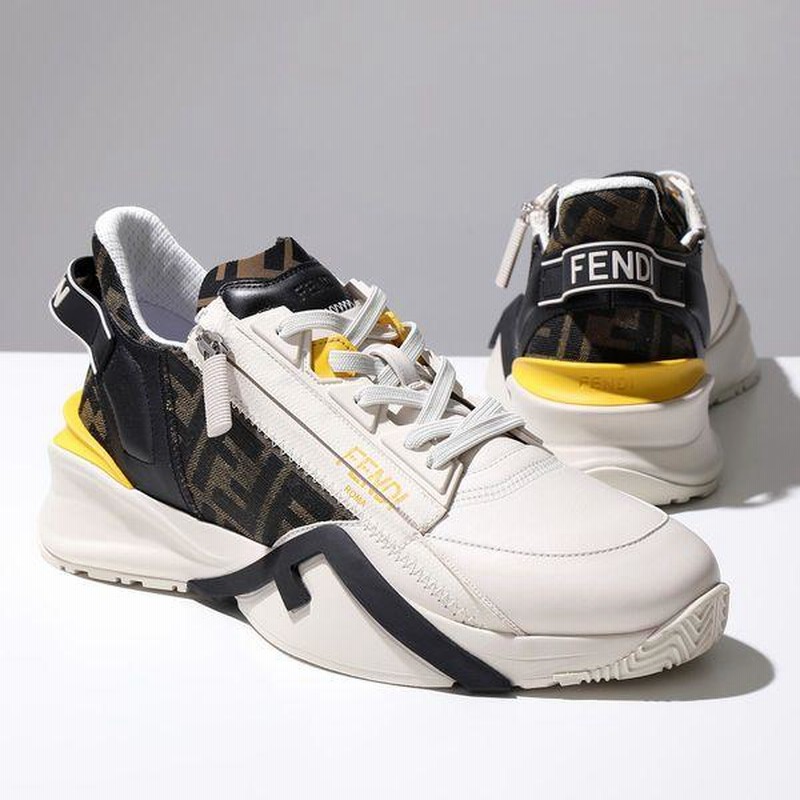 FENDI フェンディ スニーカー FLOW フロー 7E1392 AJZH メンズ レザー FFロゴ ミッドカット プラットフォーム サイドジップ  靴 F1HGR | LINEショッピング