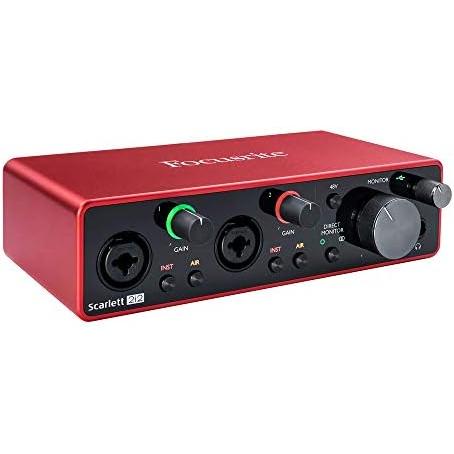 Focusrite Scarlett 2i2 USB Audio Interface (3rd Gen) with Mic Stand, Pop Filter  XLR-XLR Cable Bundle