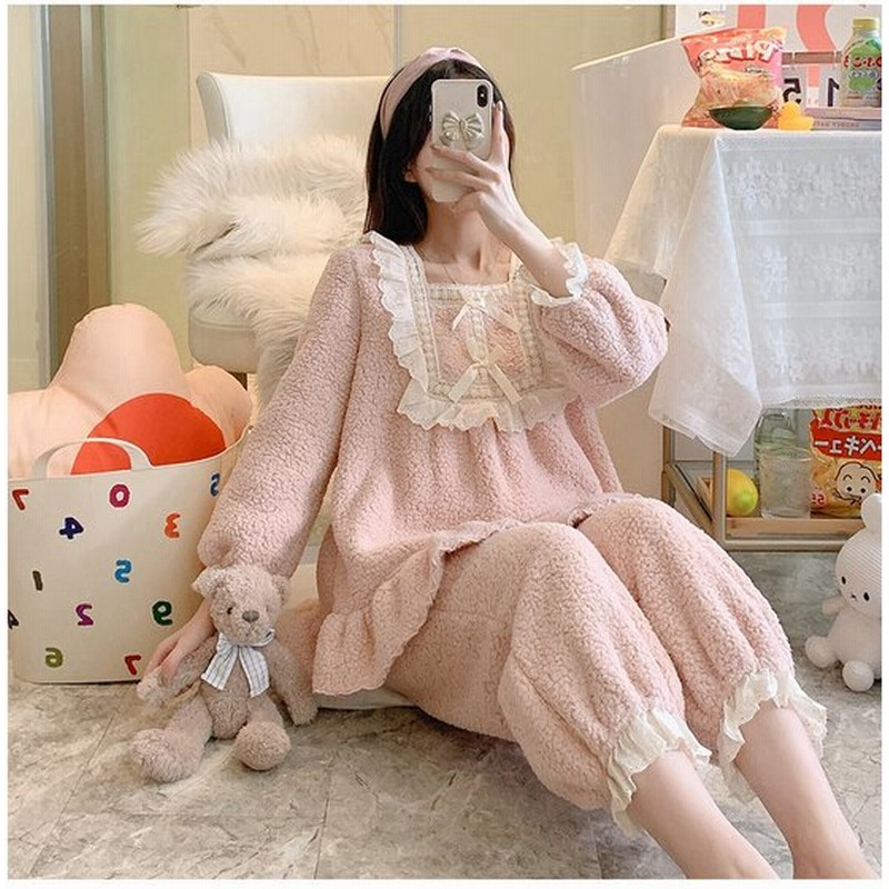 ルームウェア 上下セット もこもこ レディース パジャマ 厚手 ゆったり 可愛い 冬 部屋着 長ズボン 長袖 プルオーバー 秋冬 通販 Lineポイント最大0 5 Get Lineショッピング