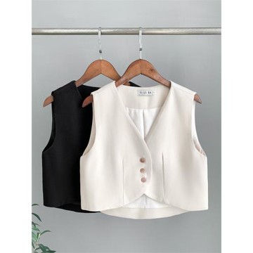 小香風馬甲女款春秋新款小個子短款小背心西裝小馬夾外搭時尚外穿