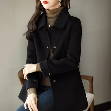 [米蘭精品] 毛呢外套秋冬大衣-小個子休閒修身高級感女外套3色74is10