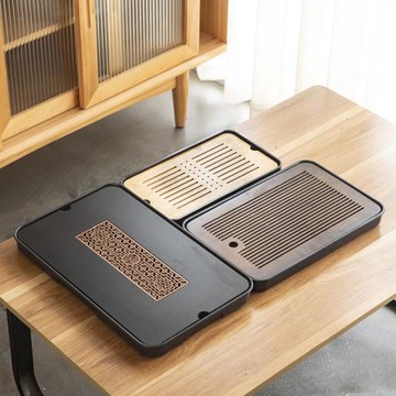 現代家用茶盤小型托盤簡約輕奢功夫茶具茶海瀝水儲排水茶臺干泡臺