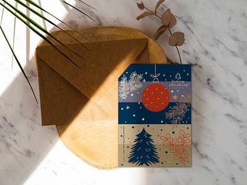 和風聖誕節【CM20053】洛可可草莓手創 明信片含信封
