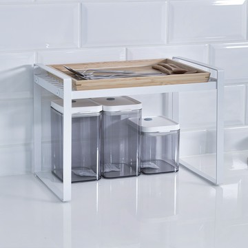 【H&R安室家】台製廚房可堆疊桌面置物架 收納架 加高款 KC75