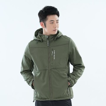 【遊遍天下】男款 GlobeTex防水防風保暖刷毛衝鋒衣軟殼外套(M-5L大尺碼 ) GJ23047夜幕綠