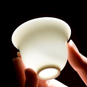 茶杯陶瓷主人杯單杯功夫茶具茶杯羊脂玉白瓷品茗杯個人杯小茶杯