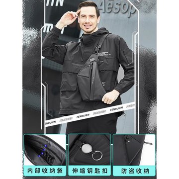 梵瑞恩斜挎包男士單肩胸包休閑運動騎行挎包城市機能工裝潮牌槍包