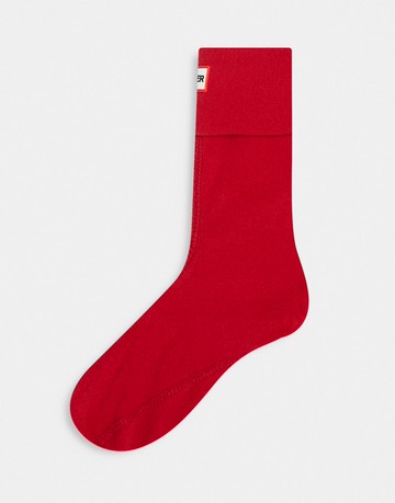 Hunter fleece short boot socks in red - RED
