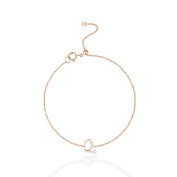 【mori】Q 字母鑽石手鍊 【14k玫瑰金】