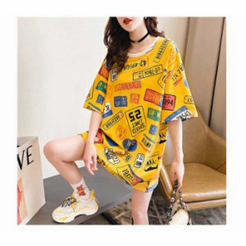 大きいサイズ レディース 総柄 ナンバープレートプリント ビッグtシャツ トップス 秋新作 韓国ファッション 予約商品 0310 通販 Lineポイント最大get Lineショッピング