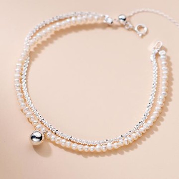 【ANGEL】韓版珍珠雙層鍍銀甜美手鍊(銀色)