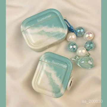 ✨限時特惠✨ins藍色沙灘適用airpods保護套三代蘋果耳機保護殻airpodspro2