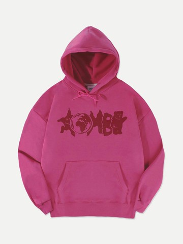 Shooting Friends Graphic Oversized Hoodie - Pink
